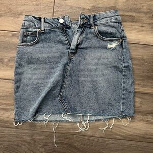 Wild Fable denim mini skirt distressed hem light wash
